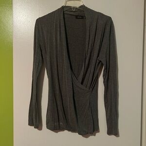 Apt. 9 Gray Wrap Fitted Blouse